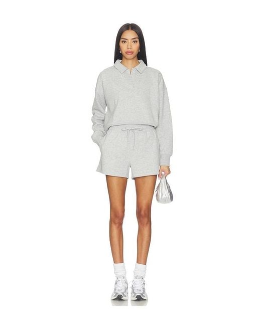 Beyond Yoga White Luxefleece Collared Sweatshirt