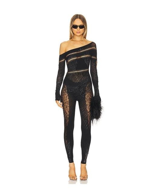 POSTER GIRL Black Ivy Long Rhinestone Jumpsuit