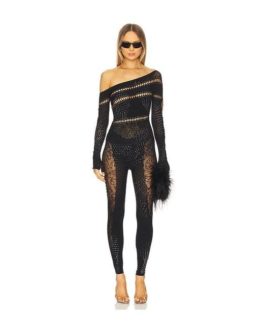 POSTER GIRL Black Ivy Long Rhinestone Jumpsuit