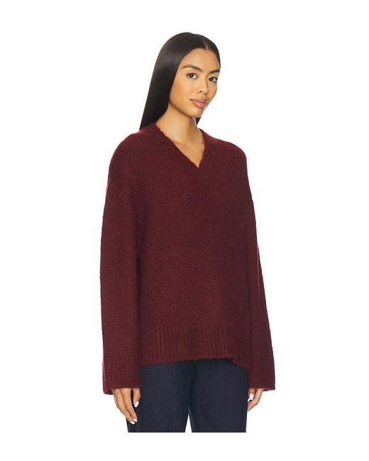 Pistola Red Talia Chunky V-Neck Long Sleeve Sweater