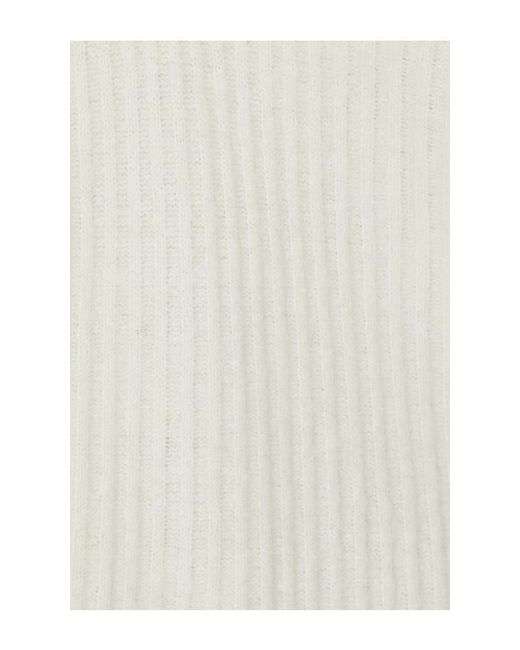 Bobi White Button Funnel Neck Sweater