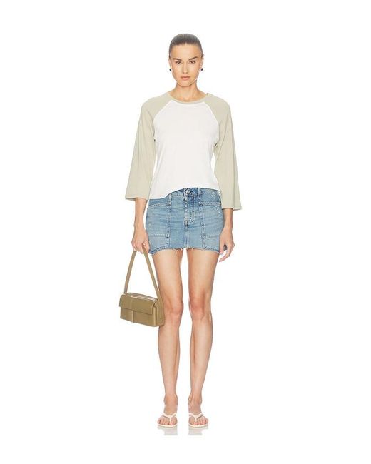 Free People Blue X We The Free Dolly Denim Mini Skirt
