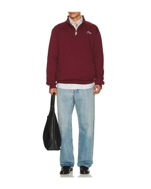 Prince Tennis Red Fleece Quarter Zip Pullover for men