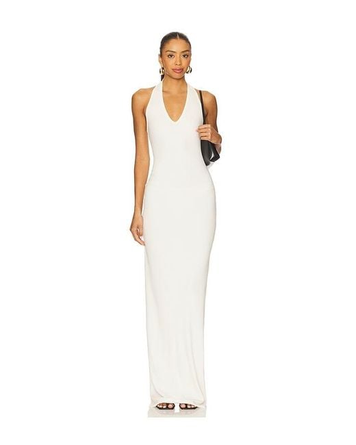 ÉTERNE White Halter Maxi Dress