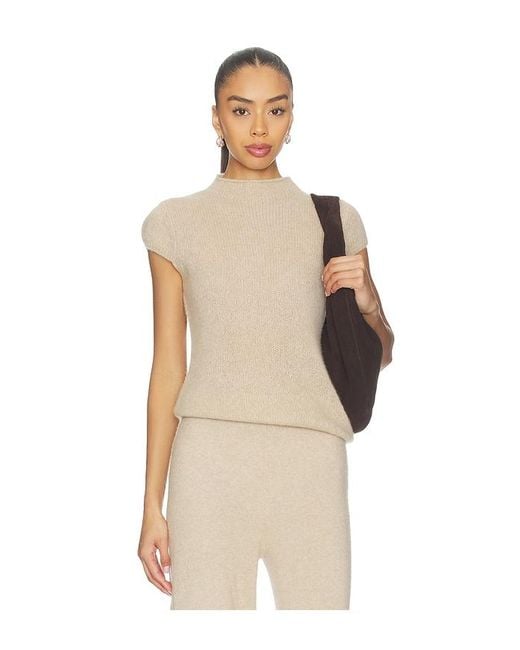 W. Cashmere Natural Brigitte Mock Neck Short Sleeve