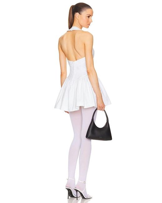 Helsa White Faille Halter Mini Dress