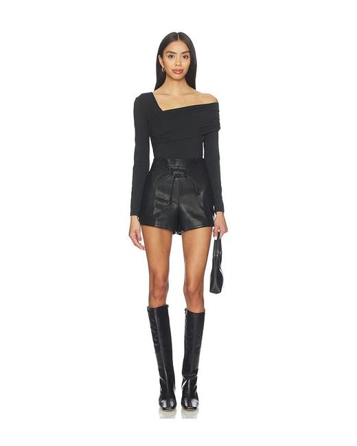 Karina Grimaldi Black Mona Faux Leather Mini Shorts