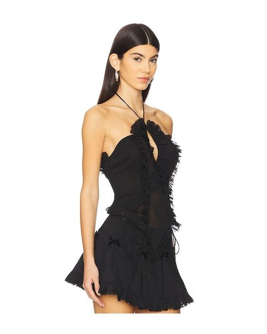 Nodress Black Ruffled Chiffon Camisole