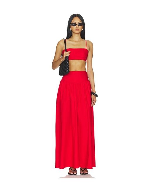 Susana Monaco Red Poplin Crop String Top