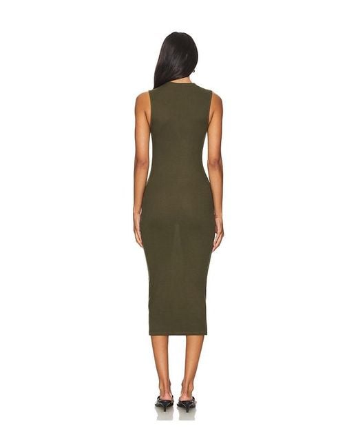 Enza Costa Green Silk Knit Sleeveless Twist Midi Dress