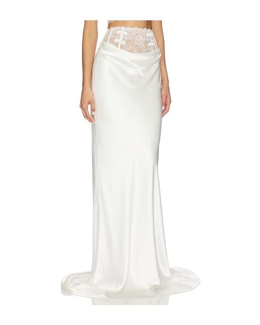 SAU LEE White Lila Satin Skirt