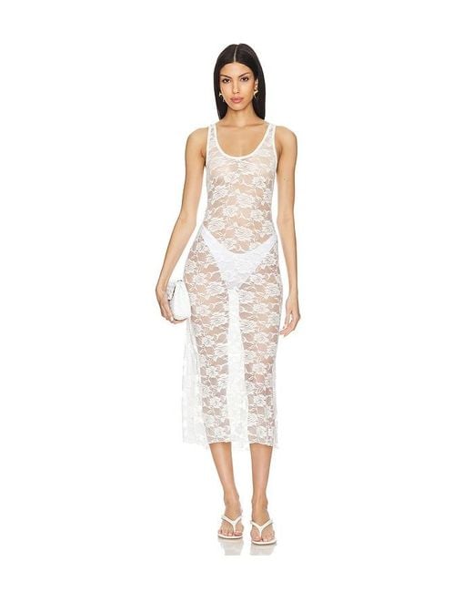 Indah White Amara Lace Midi Dress