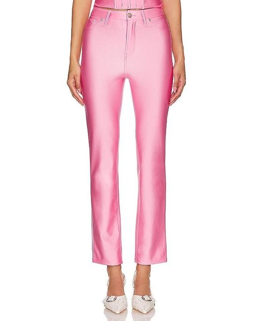 GOOD AMERICAN Pink Compression Shine Straight Pant