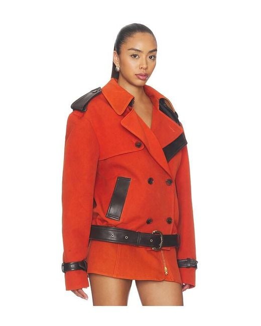 LAQUAN SMITH Red Double Breasted Cropped Coat