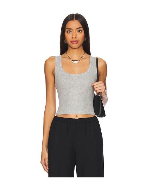 ÉTERNE Black Square Neck Tank Top