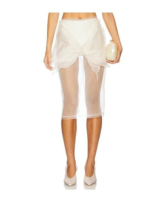 Milkwhite White X Revolve Organza Midi Skirt With Big Bow