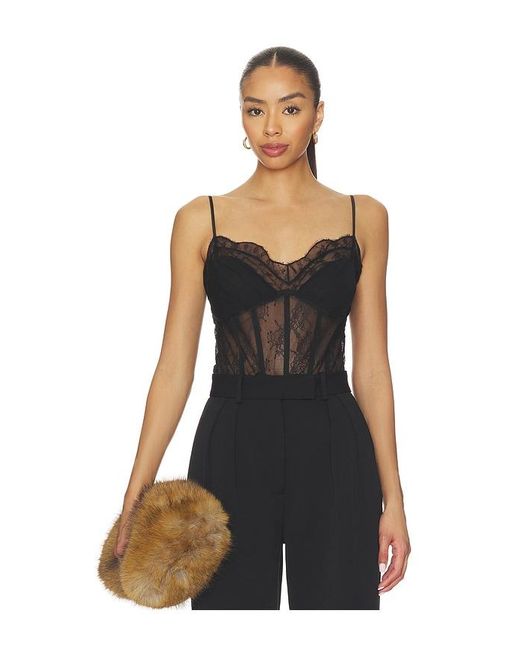 Jonathan Simkhai Black Angelina Lace Bustier Bodysuit