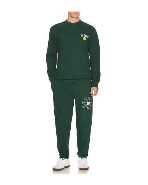 Prince Tennis Green Fleece Crew Neck Sweatshirt for men