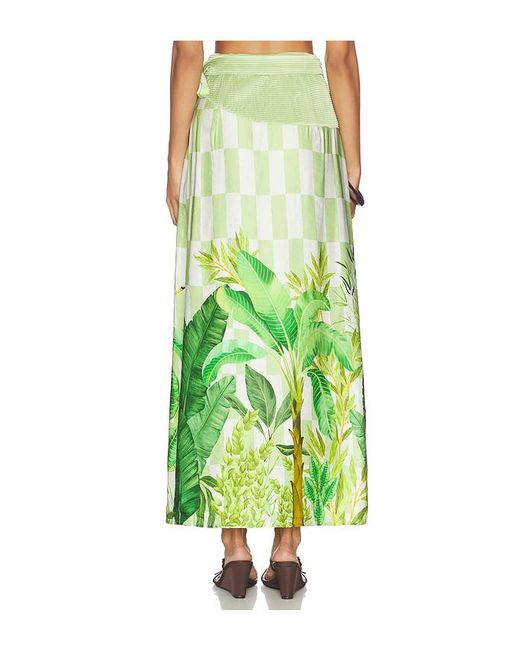 VERANDAH Green Pushpanjali Wrap Maxi Skirt