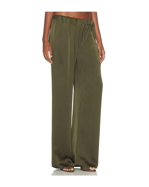 Lovers + Friends Green Alette Satin Pants