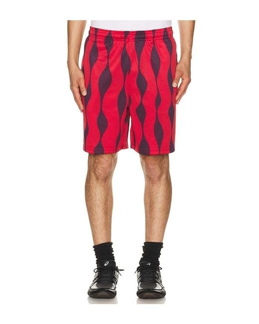by Parra Red Waved Mesh Shorts for men