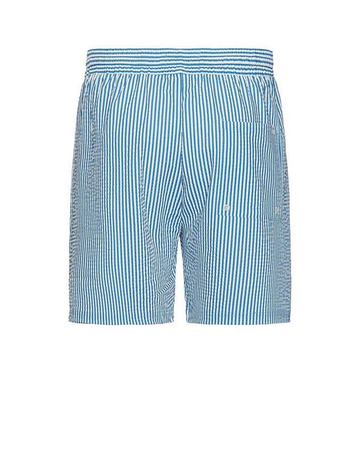 Les Deux Blue Stan Stripe Seersucker Swim Shorts for men