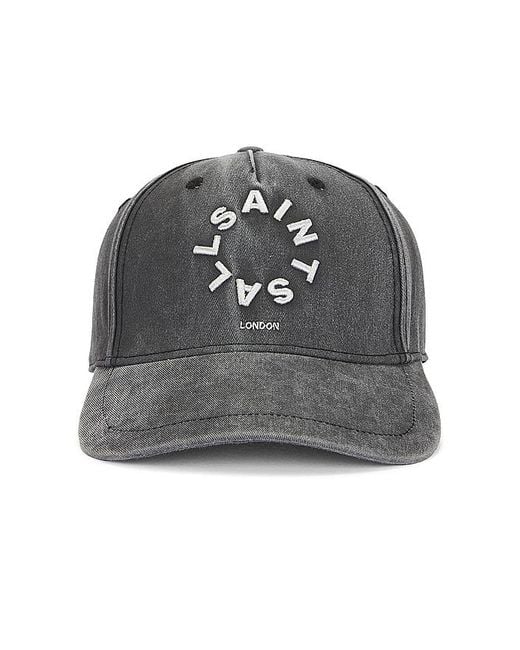 AllSaints Black Dyed Logo Baseball Cap for men