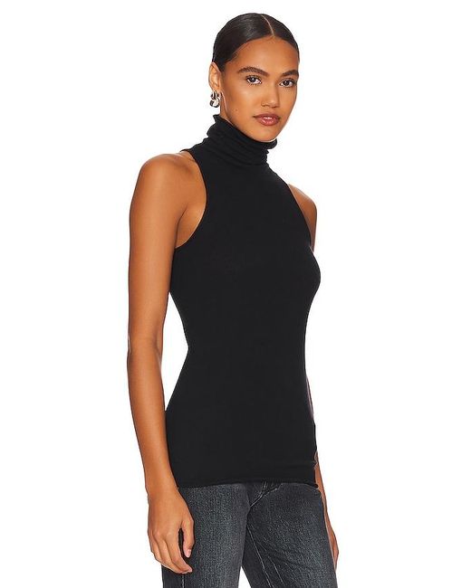 Enza Costa Black Cashmere Halter Turtleneck