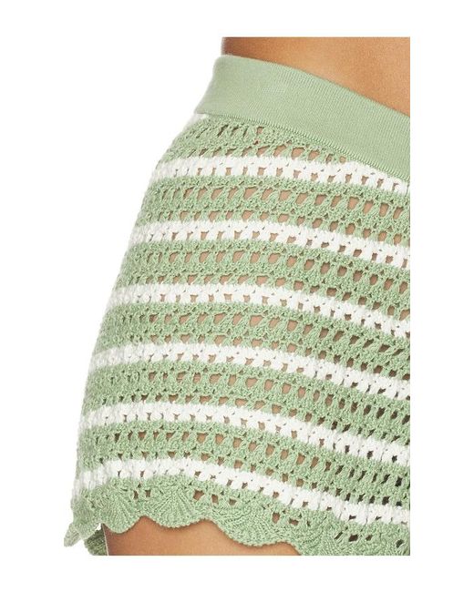 Alice + Olivia Green Bobbi Pointelle Pull On Short