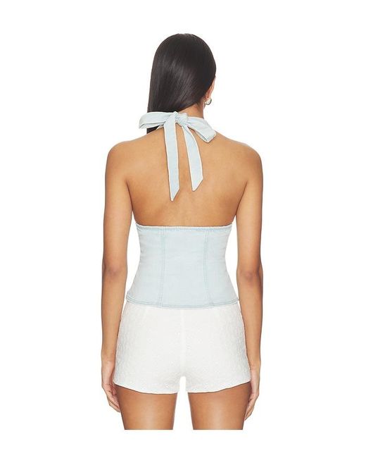 Free People White Ramona Denim Halter