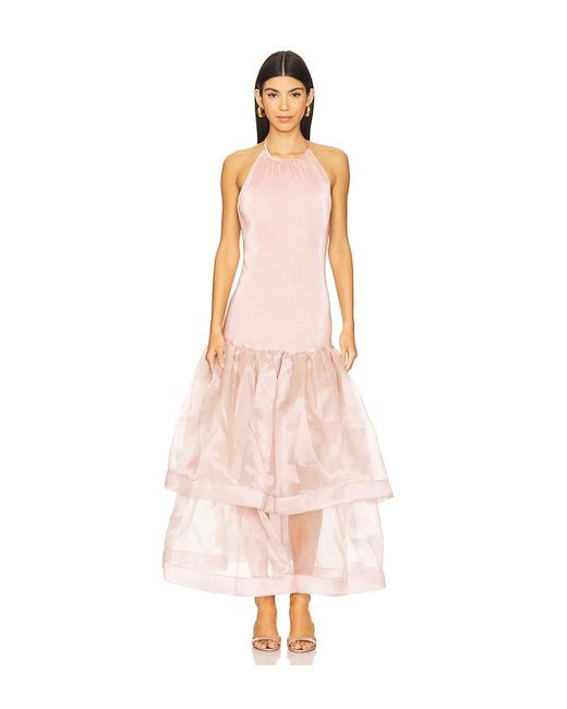 l'ide carrie halter drop-waist tiered maxi dress L'IDE Carrie Halter Drop-Waist Tiered Maxi Dress