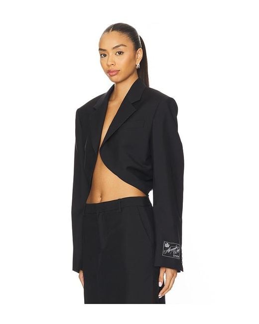 Alexander Wang Black Cropped Drape Back Blazer