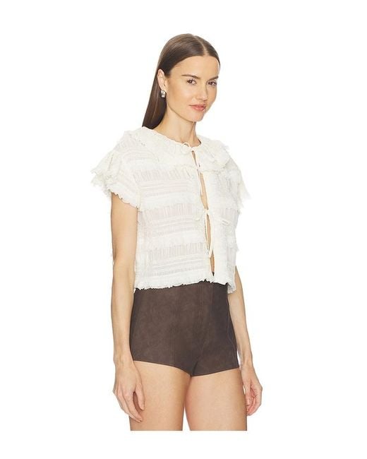 AKNVAS White Audra Ruffled Tie Blouse