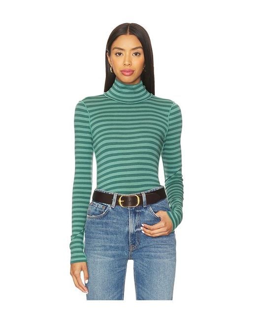 Free People Green Gestreiftes Oberteil Good Good Turtle
