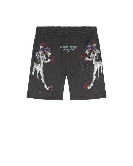 Ed Hardy Black Pantera Fleece Short for men