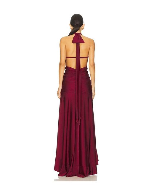 Runaway the Label Red Zelma High Neck Maxi Dress