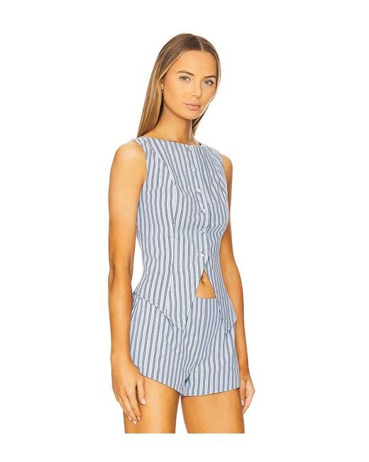 ALL THE WAYS Blue Alerie Button Front Top