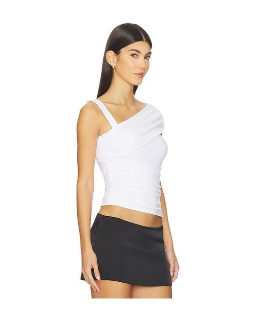 Runaway the Label White Larsen Drape Off Shoulder Top