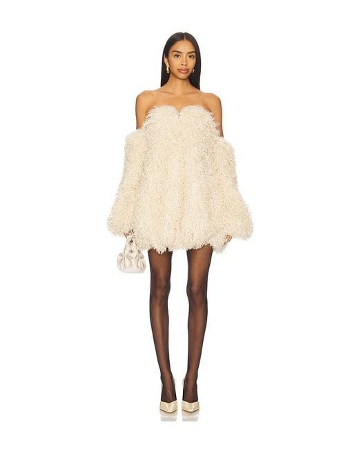 Aniye Records Natural Nika Faux Fur Puffy Dress