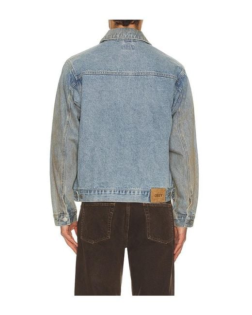 Obey Blue Base Trucker Jacket for men