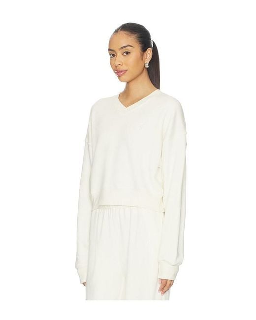 ÉTERNE White Cropped V-Neck Sweatshirt
