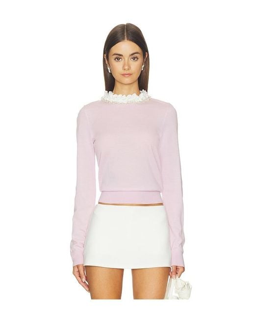 Self-Portrait White Flower Light Knit Jumper