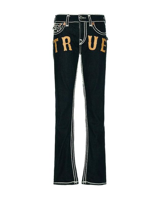 True Religion Black Rope Stitch Western Ricky Flap Jeans for men