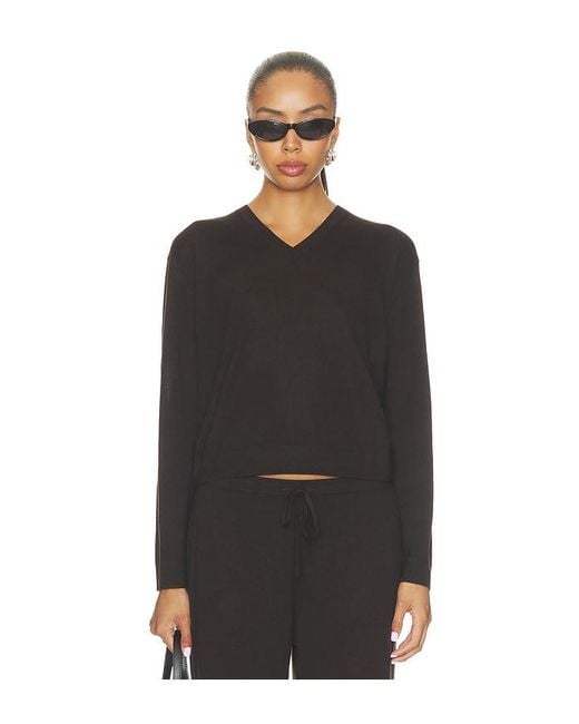 Leset Black James V Neck Top