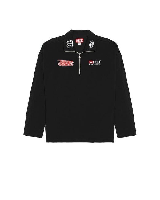 DIESEL Shirt mit halbem Reißverschluss aus Jersey und Popeline in Black für Herren