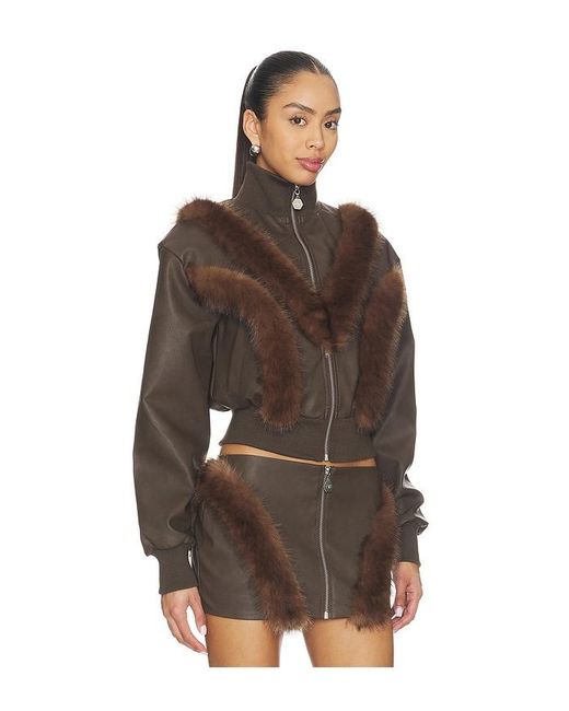 OW Collection Brown Bela Faux Fur Jacket