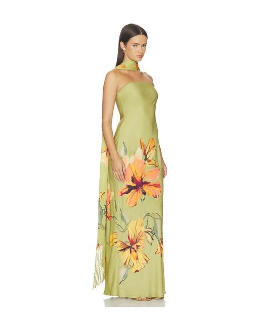 Rococo Sand Metallic Strapless Maxi Dress With Fringe Sash