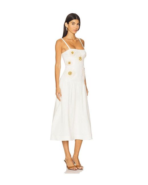 PATBO White Midikleid Aus Leinen Tropic