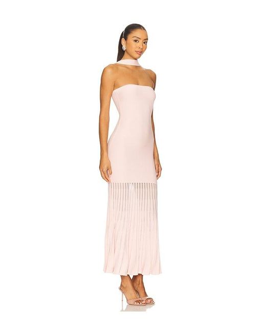 Lovers + Friends White Kelly Pleated Knit Dress