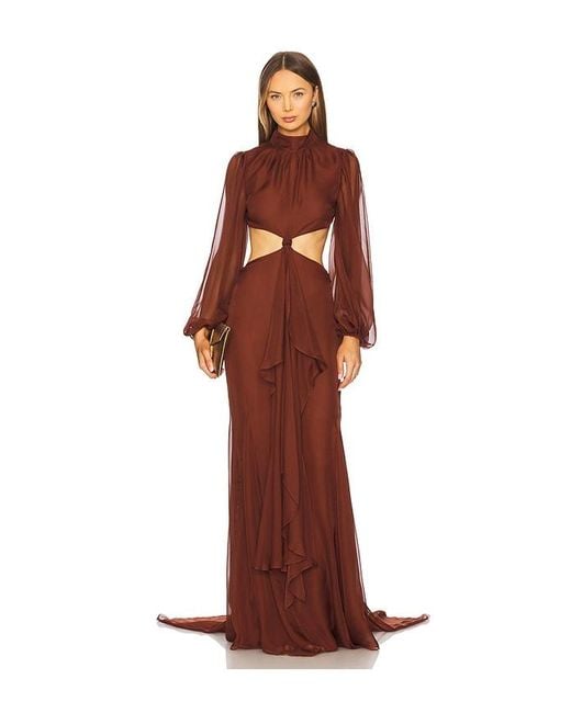retroféte Brown Rosalinda Chiffon Dress